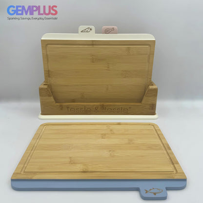 GEM+ | Premium Natural Bamboo Color Coded Chopping Board Set Veggies Meat 3/4pcs