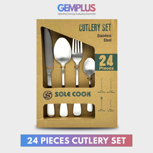 GEM+ | 24-Piece Premium Stainless Steel Cutlery Set Quality Rust-Resistant