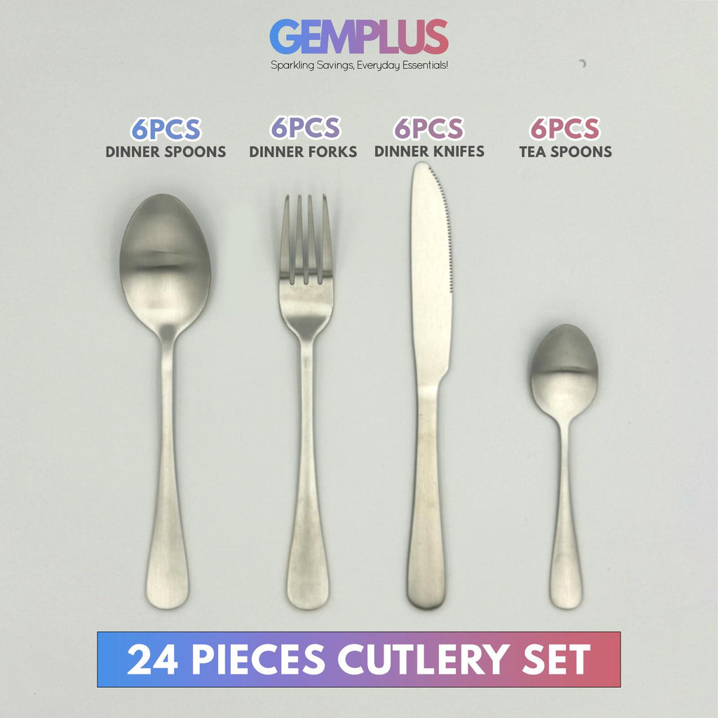 GEM+ | 24-Piece Premium Stainless Steel Cutlery Set Quality Rust-Resistant