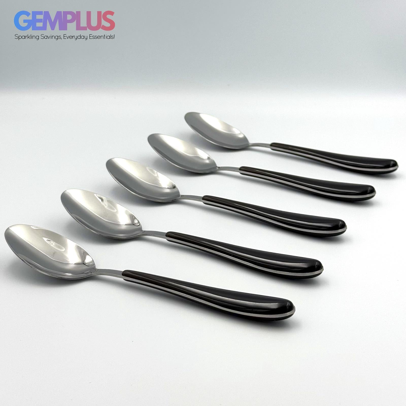 GEM+ | 24-Piece Stainless Steel Cutlery Set With Black Handle Rust-Resistant