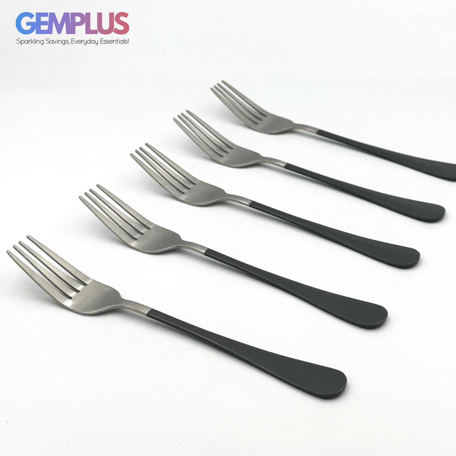GEM+ | 24-Piece Stainless Steel Cutlery Set Dark Grey Handle Rust-Resistant