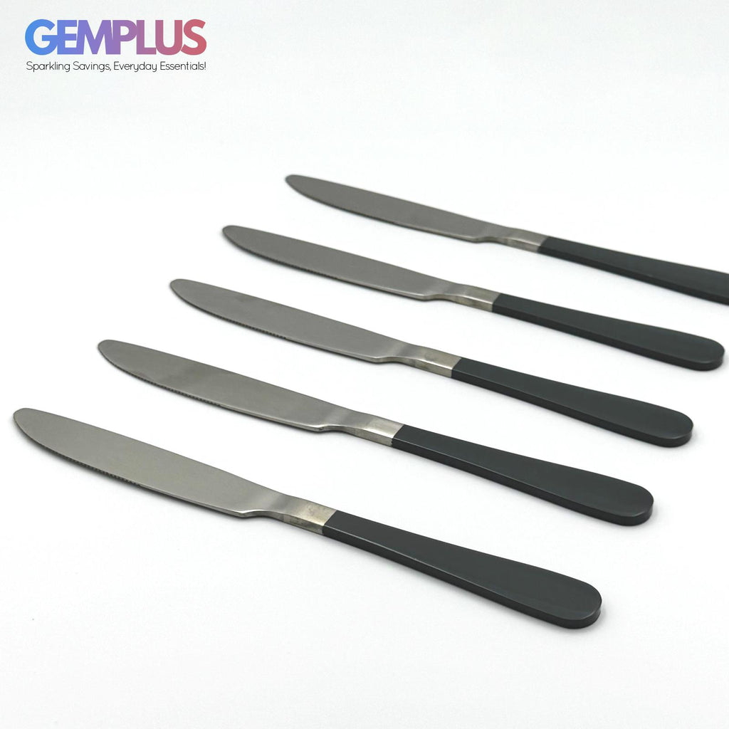 GEM+ | 24-Piece Stainless Steel Cutlery Set Dark Grey Handle Rust-Resistant