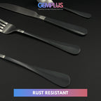 GEM+ | 24-Piece Stainless Steel Cutlery Set Dark Grey Handle Rust-Resistant
