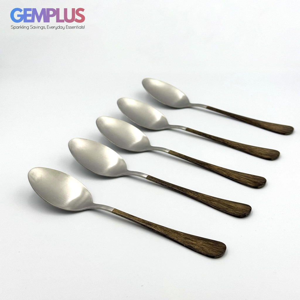 GEM+ | 24-Piece Stainless Steel Cutlery Set Dark Walnut Print Rust-Resistant