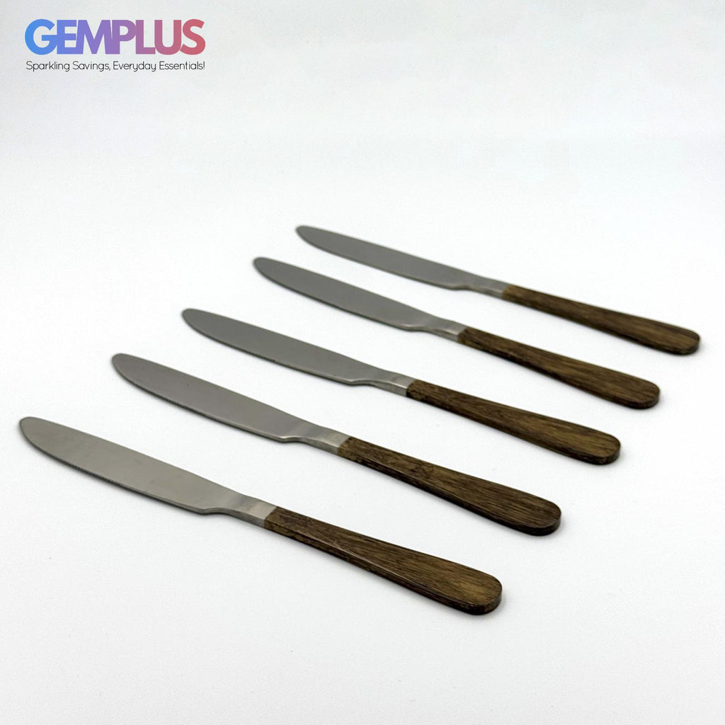 GEM+ | 24-Piece Stainless Steel Cutlery Set Dark Walnut Print Rust-Resistant