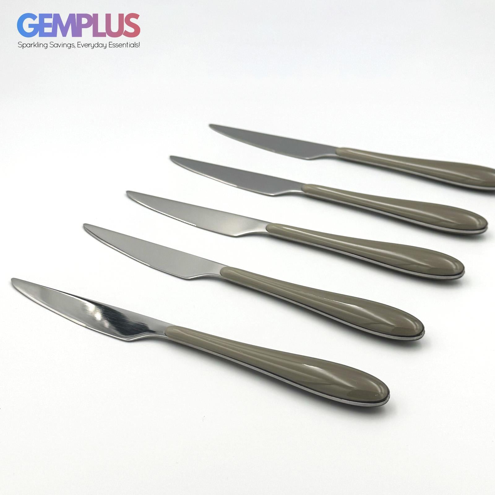 GEM+ | 24-Piece Stainless Steel Cutlery Set With Grey Handle Rust-Resistant