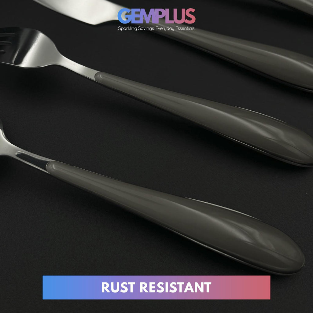 GEM+ | 24-Piece Stainless Steel Cutlery Set With Grey Handle Rust-Resistant