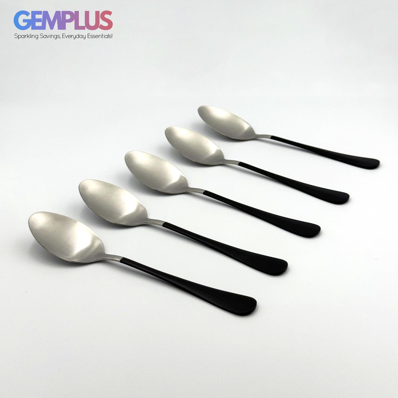 GEM+ | 24-Piece Stainless Steel Cutlery Set With Black Handle Rust-Resistant