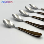 GEM+ | 24-Piece Stainless Steel Cutlery Set with Wood Texture Plastic Handle