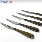 GEM+ | 24-Piece Stainless Steel Cutlery Set with Wood Texture Plastic Handle