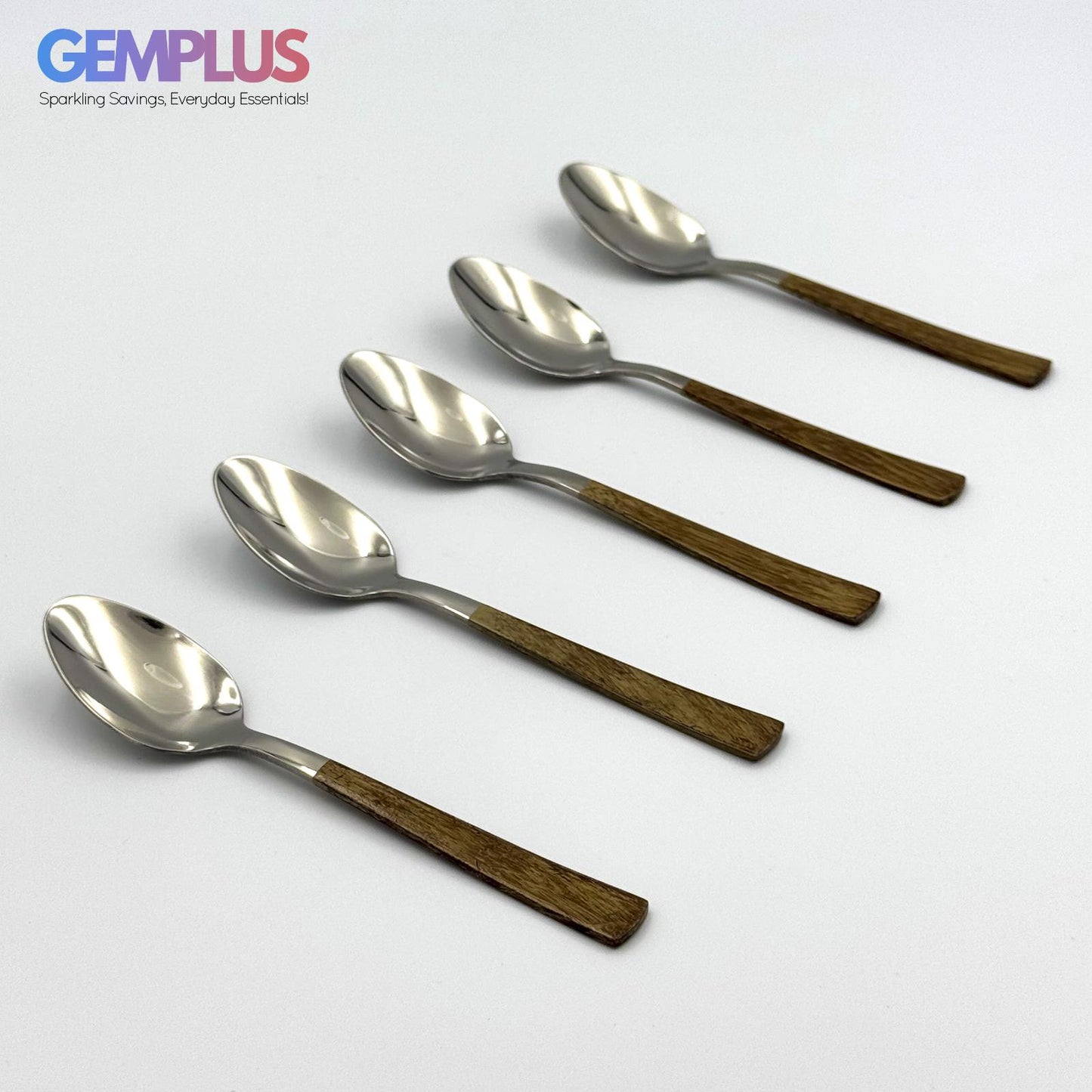 GEM+ | 24-Piece Stainless Steel Cutlery Set with Wood Texture Handle