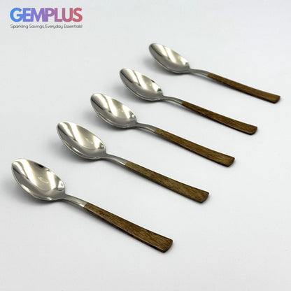 GEM+ | 24-Piece Stainless Steel Cutlery Set with Wood Texture Handle