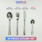 GEM+ | 24-Piece Stainless Steel Cutlery Set – Premium Quality Rust-Resistant