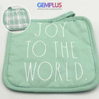 GEM+ | 2-Piece Premium Oven Mitt & Pot Holder Set - Pink & Green Heat Resistant