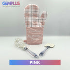 GEM+ | 3-Piece Baking Set - Oven Mitt, Whisk, Spatula - Pink/White & Green/Grey