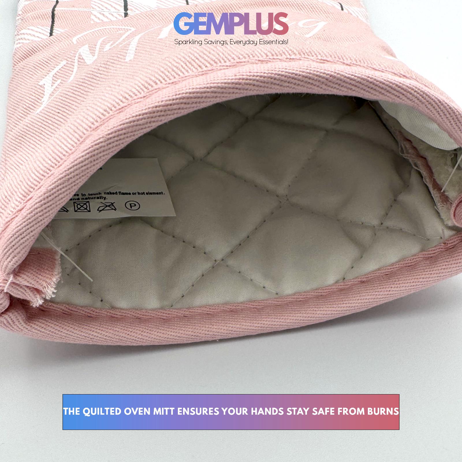 GEM+ | 3-Piece Baking Set - Oven Mitt, Whisk, Spatula - Pink/White & Green/Grey