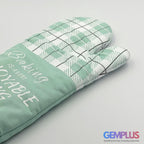 GEM+ | 3-Piece Baking Set - Oven Mitt, Whisk, Spatula - Pink/White & Green/Grey