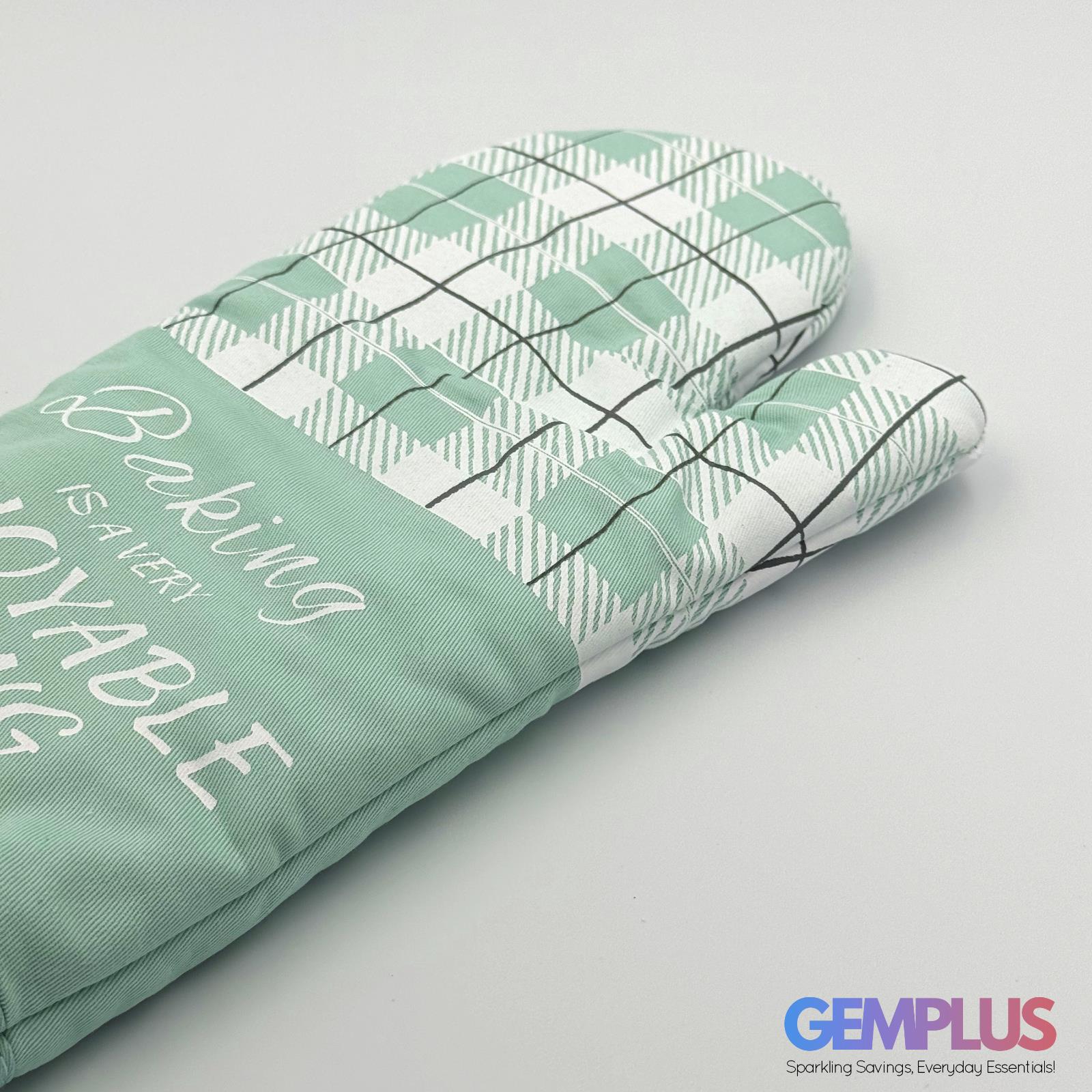 GEM+ | 3-Piece Baking Set - Oven Mitt, Whisk, Spatula - Pink/White & Green/Grey