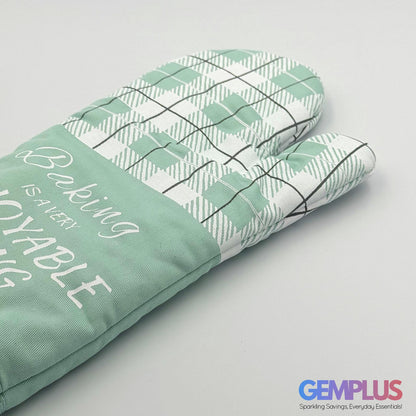 GEM+ | 3-Piece Baking Set - Oven Mitt, Whisk, Spatula - Pink/White & Green/Grey
