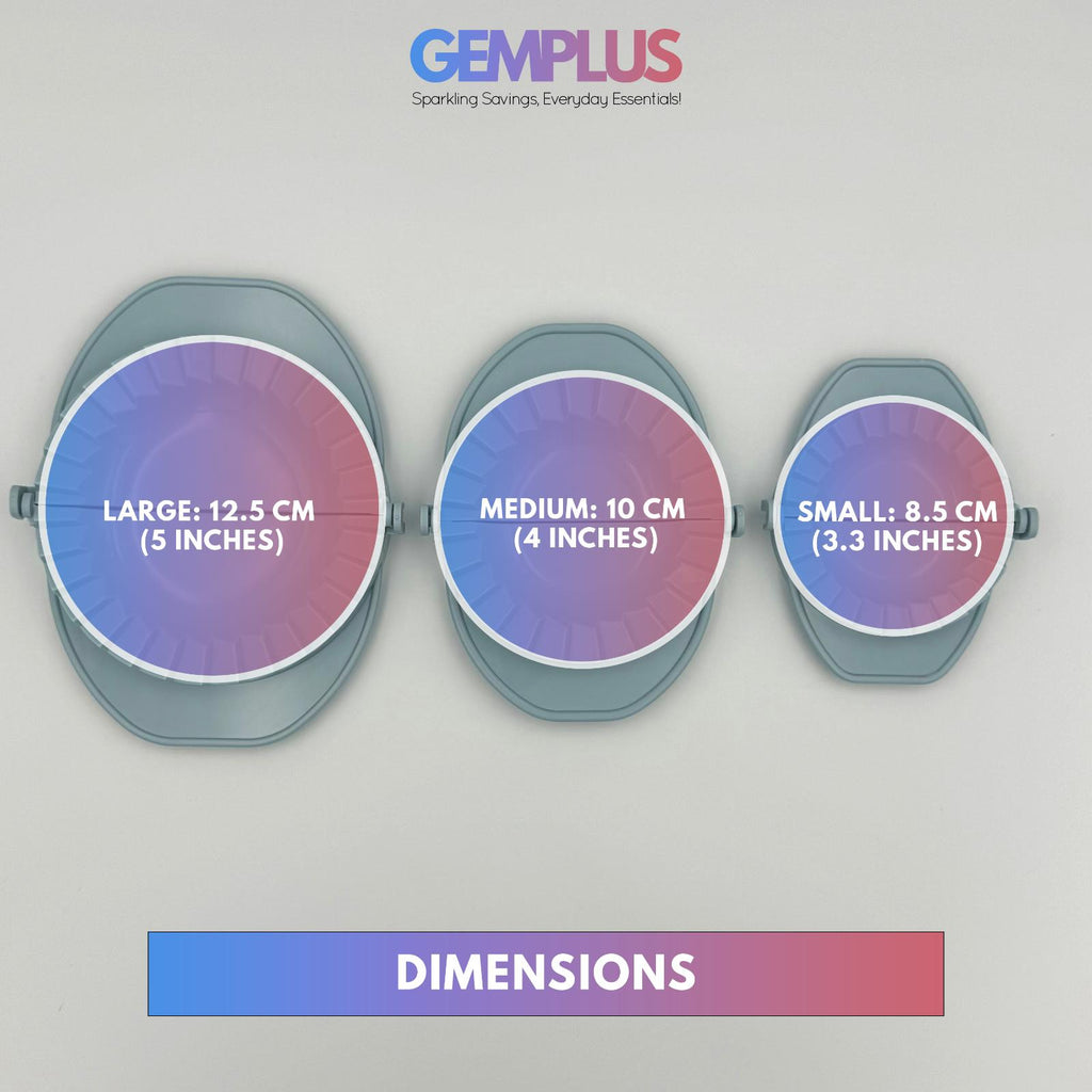 GEM+ | 3 Pcs Premium Dumpling Maker Set - Easy Dough Press Grey & Blue  3 Sizes