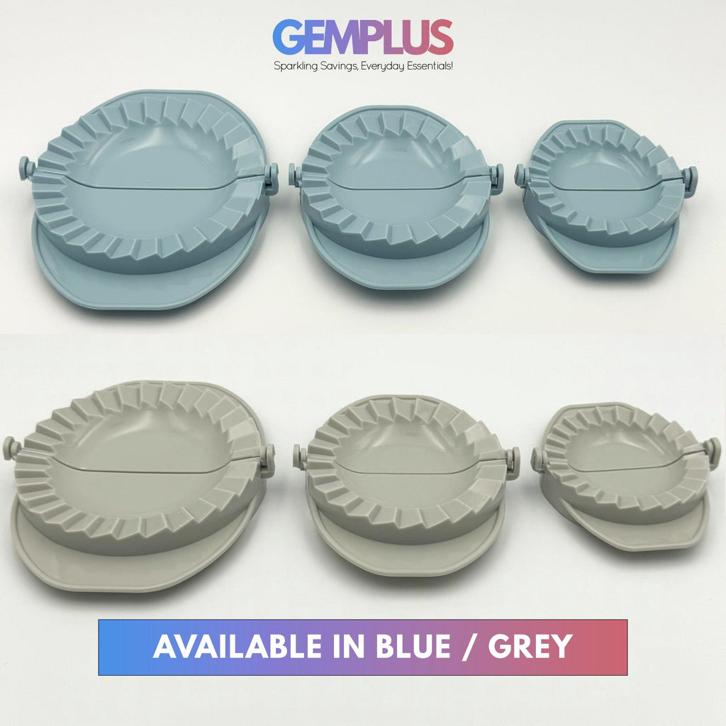 GEM+ | 3 Pcs Premium Dumpling Maker Set - Easy Dough Press Grey & Blue  3 Sizes