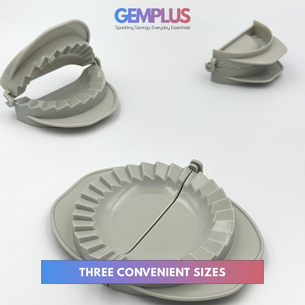 GEM+ | 3 Pcs Premium Dumpling Maker Set - Easy Dough Press Grey & Blue  3 Sizes