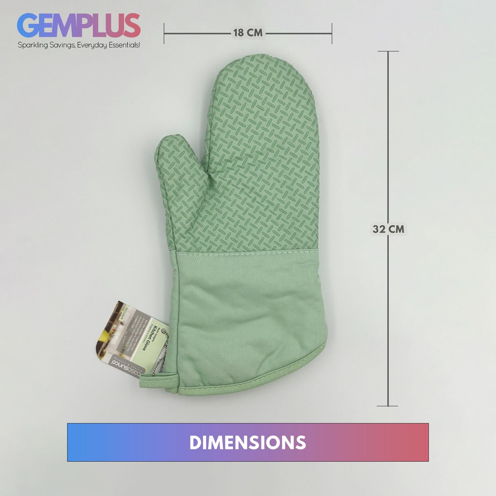 GEM+ | Premium Oven Mitt Silicone - Heat Resistant Non-Slip Grip Baking BBQ Gril
