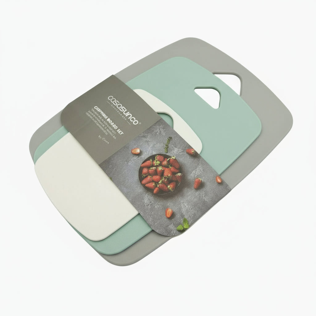 GEM+ | Premium 3 Pcs Color-Coded Chopping Board Set - Durable PP Material - Summer Green