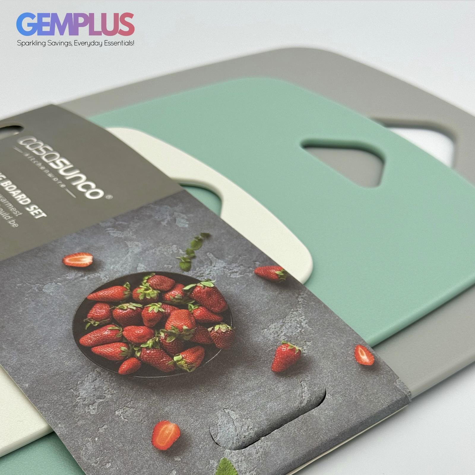 GEM+ | Premium 3 Pcs Color-Coded Chopping Board Set - Durable PP Material - Summer Green