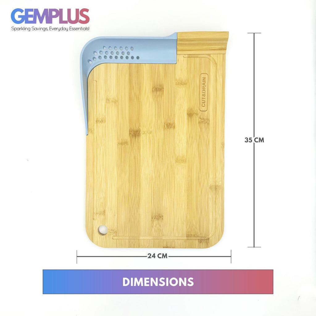 GEM+ | Premium Natural Bamboo Chopping Board with Cut and Drain