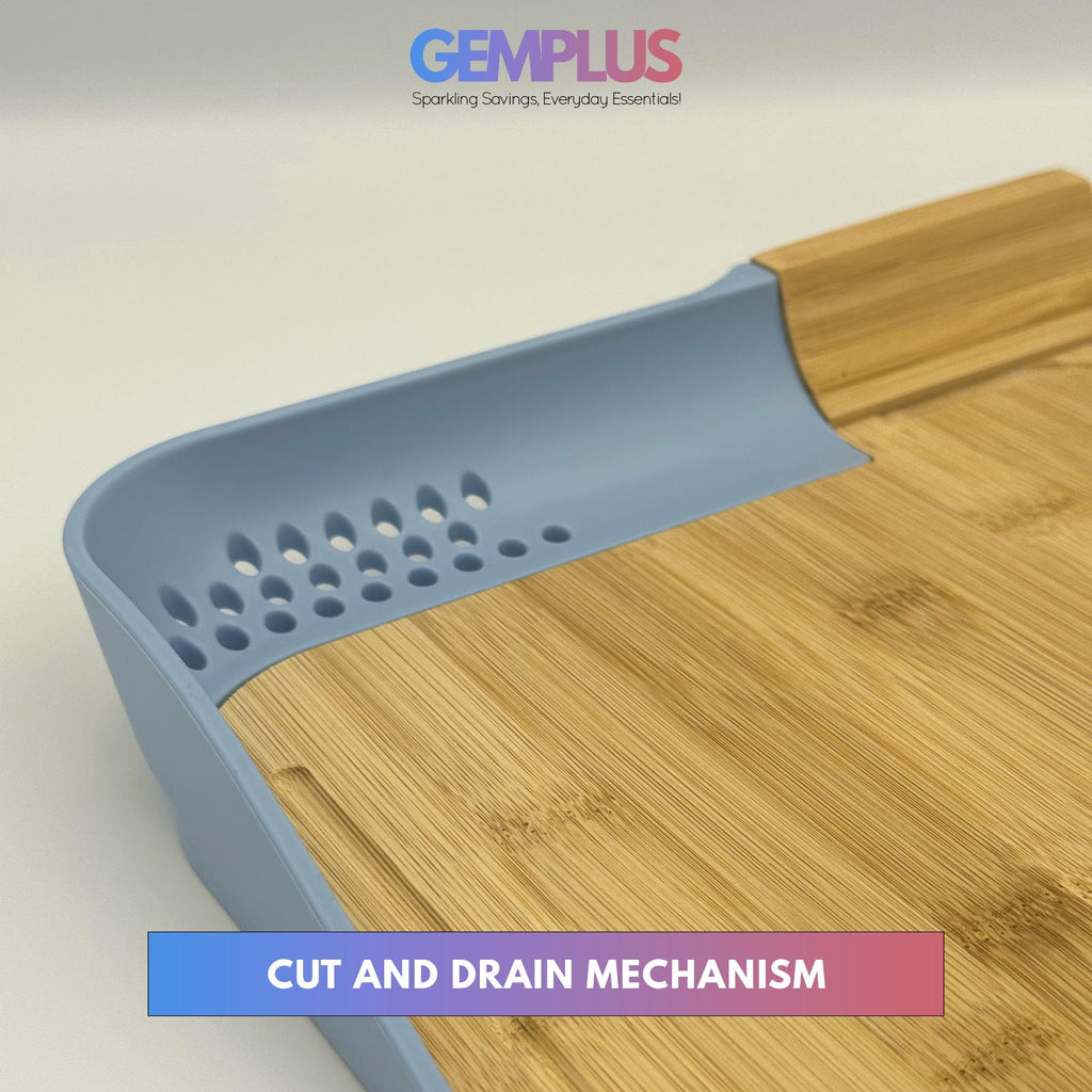 GEM+ | Premium Natural Bamboo Chopping Board with Cut and Drain
