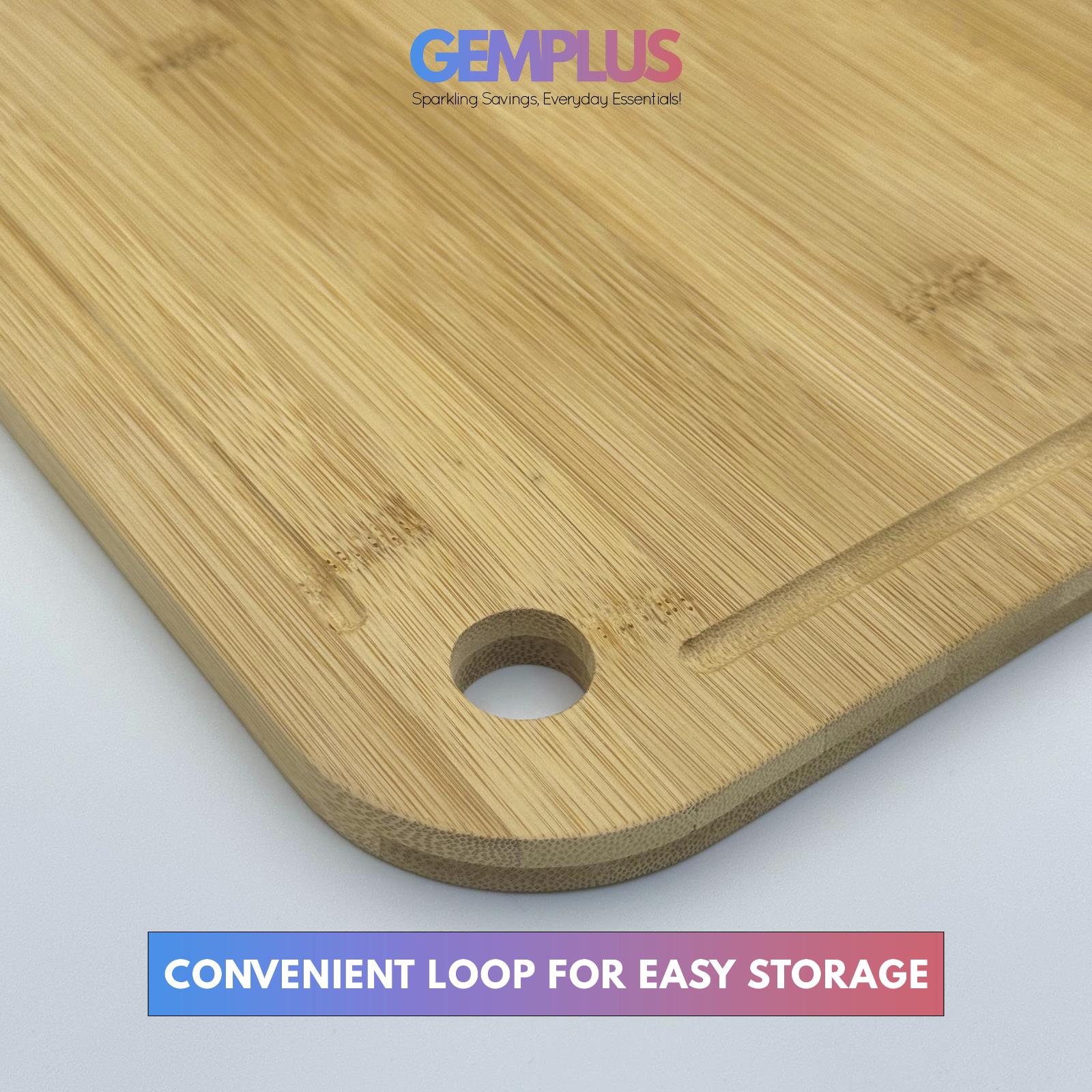 GEM+ | Premium Natural Bamboo Chopping Board with Cut and Drain