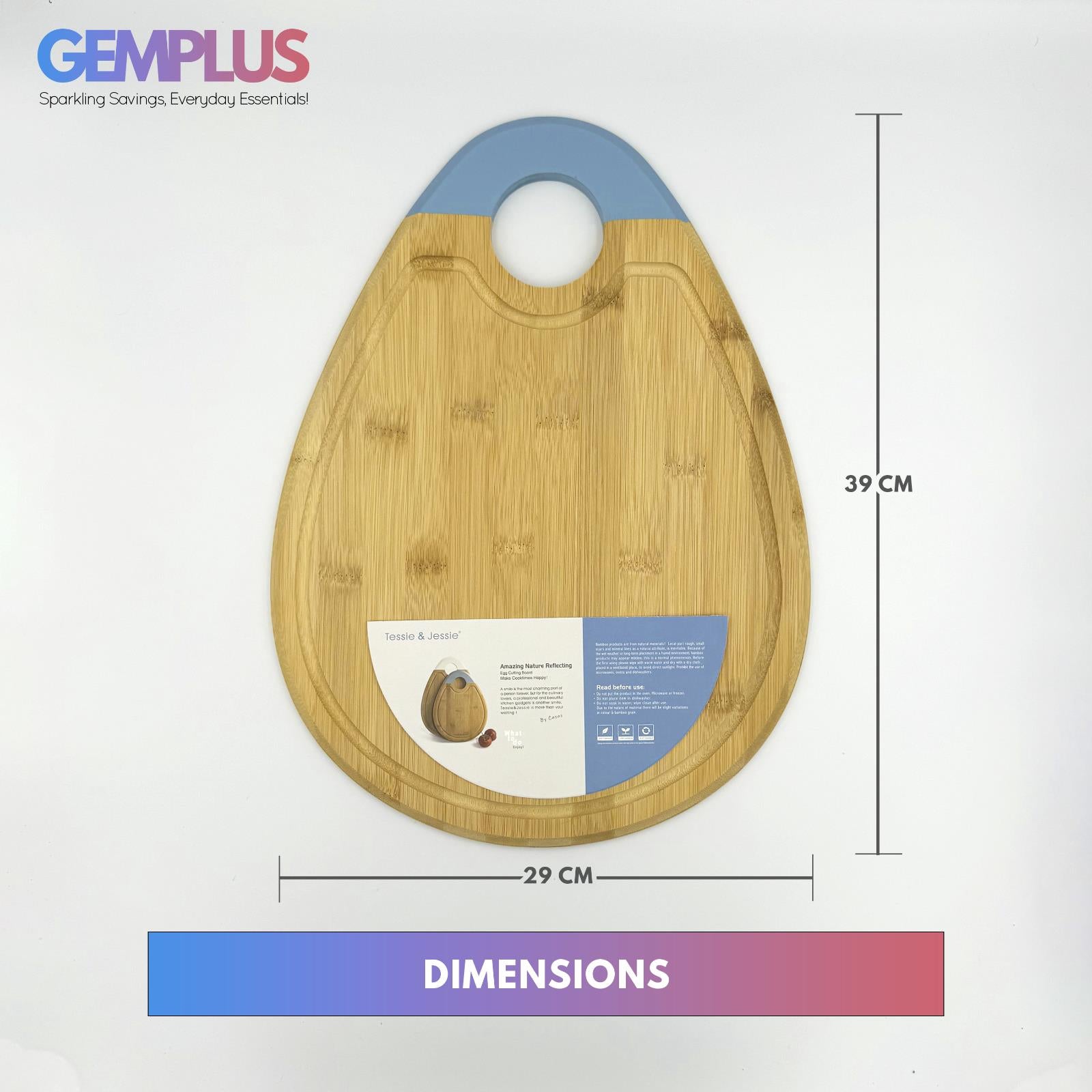 GEM+ | Premium Eco-Friendly Bamboo Tear Drop-Shaped Chopping Board Juice Groove