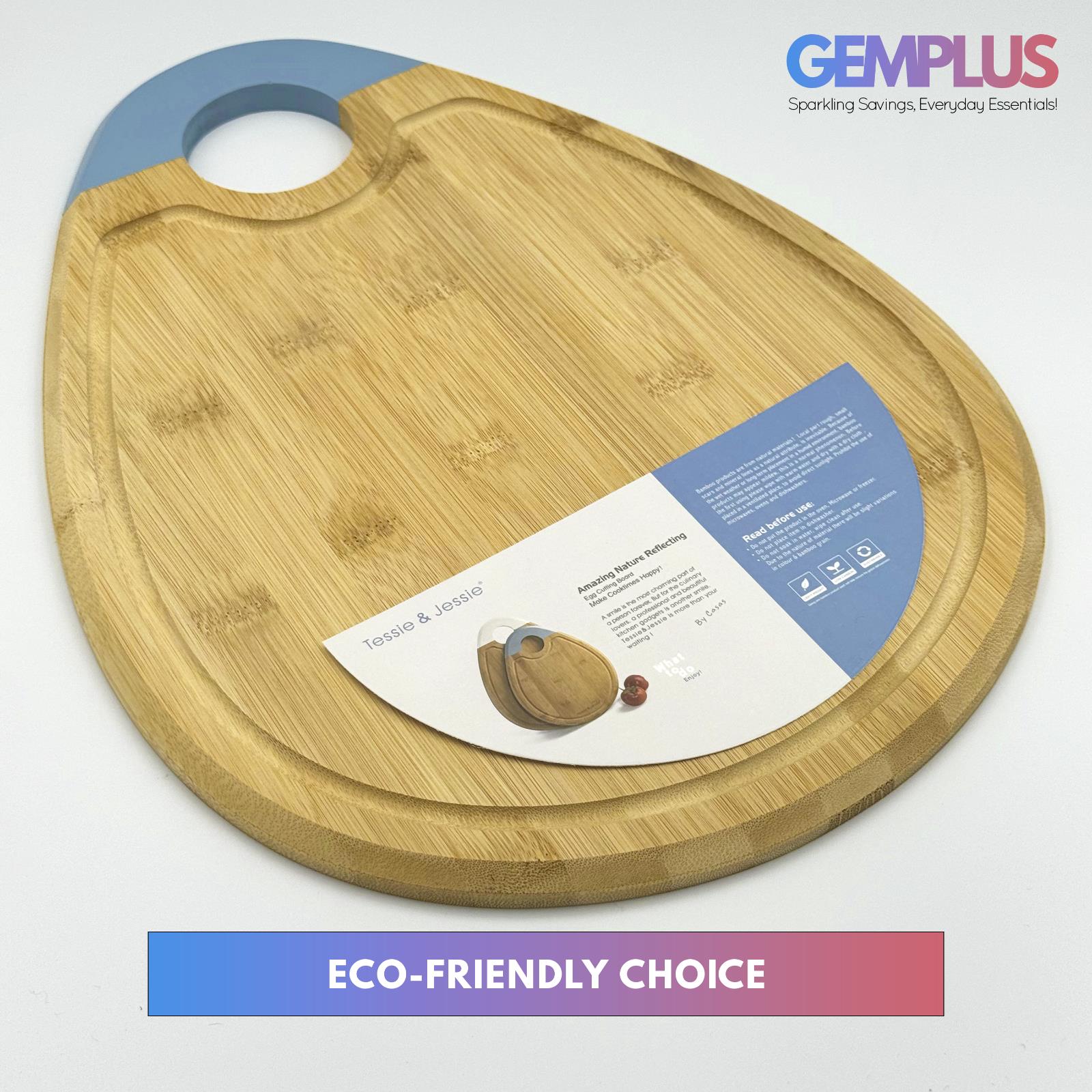 GEM+ | Premium Eco-Friendly Bamboo Tear Drop-Shaped Chopping Board Juice Groove