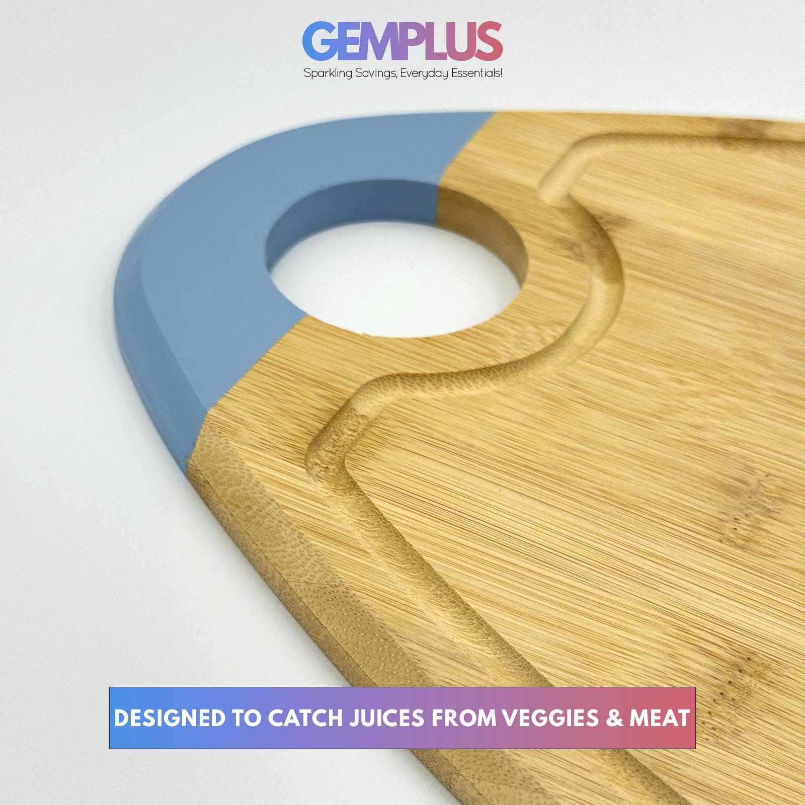GEM+ | Premium Eco-Friendly Bamboo Tear Drop-Shaped Chopping Board Juice Groove