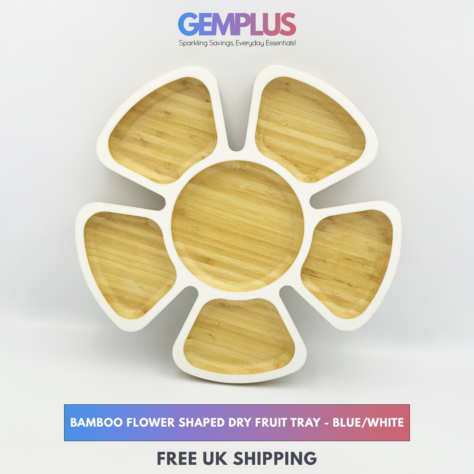 GEM+ | Premium Eco-Friendly Bamboo Flower-Shaped Dry Fruit and Snack Tray