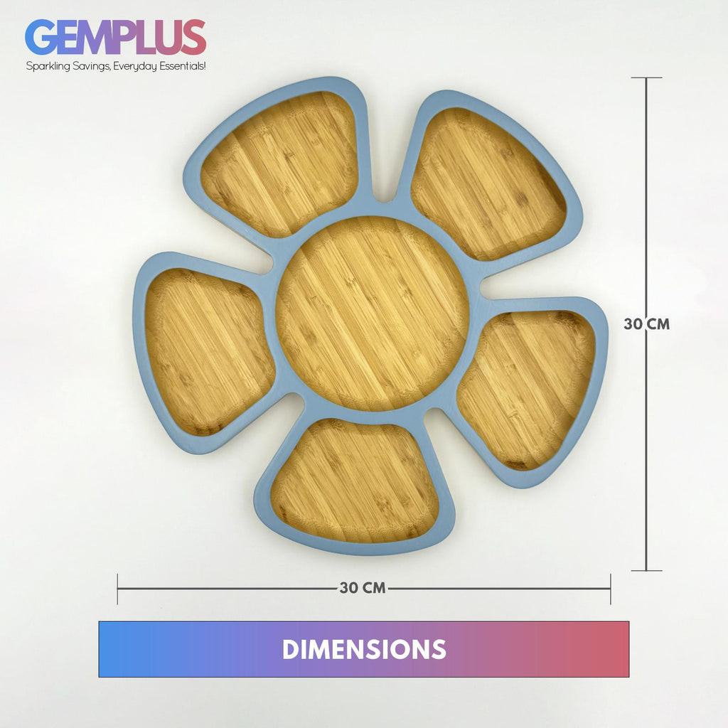 GEM+ | Premium Eco-Friendly Bamboo Flower-Shaped Dry Fruit and Snack Tray