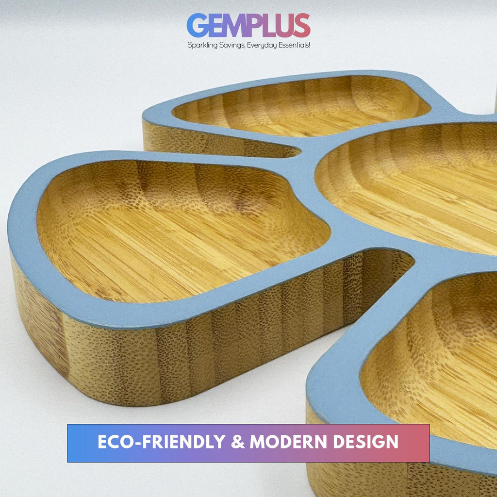 GEM+ | Premium Eco-Friendly Bamboo Flower-Shaped Dry Fruit and Snack Tray