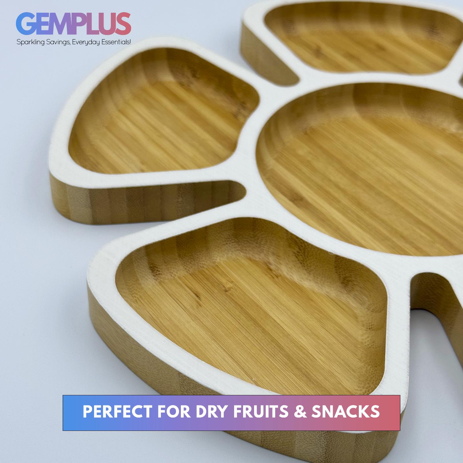 GEM+ | Premium Eco-Friendly Bamboo Flower-Shaped Dry Fruit and Snack Tray