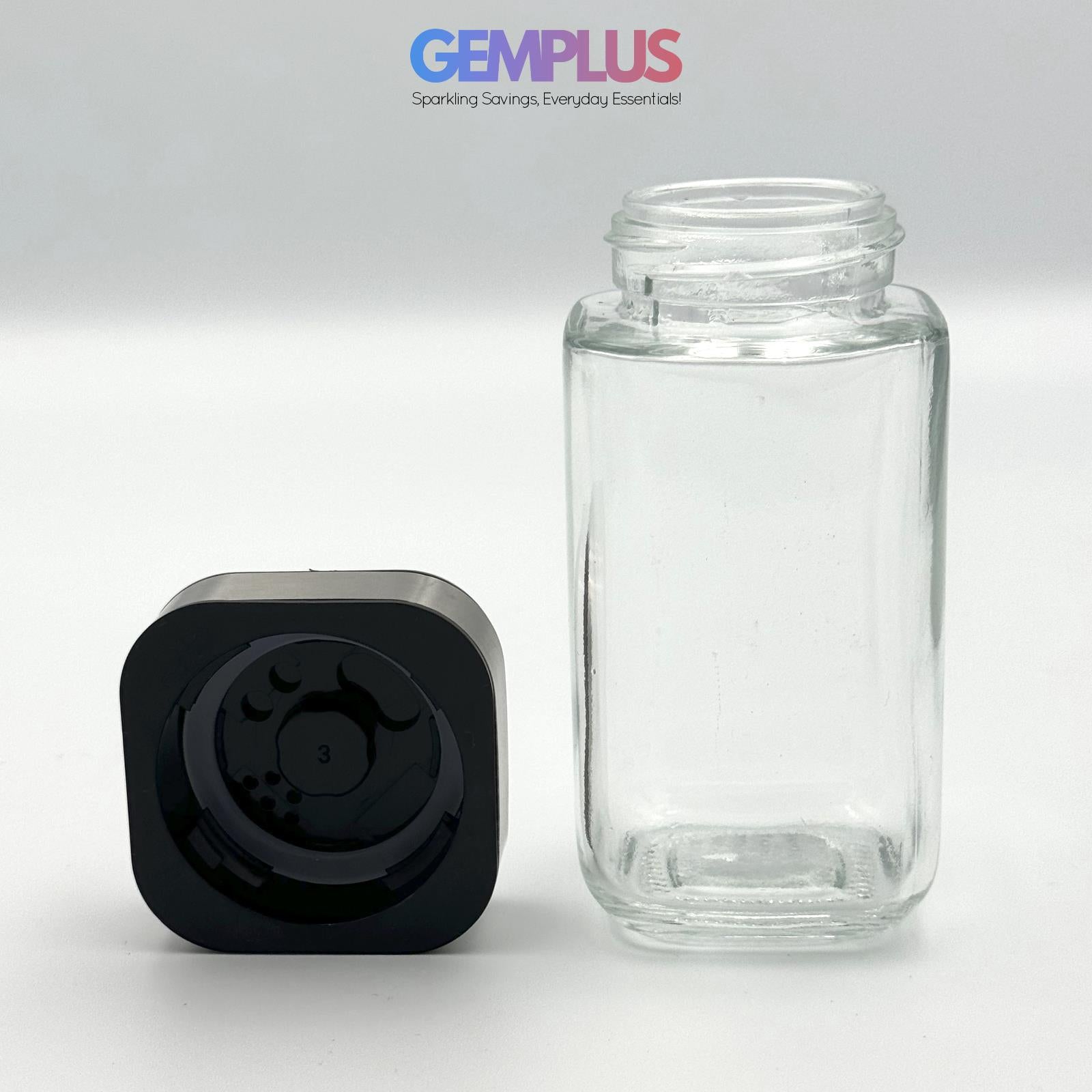 GEM+ | 16pcs Premium Stainless Steel Spice Jar With Rotating Carousel Stand Set