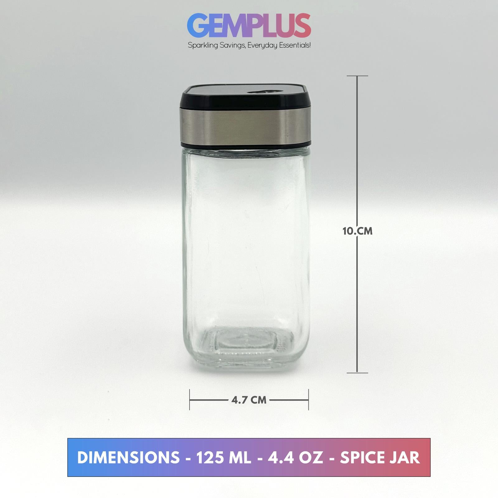 GEM+ | 16pcs Premium Stainless Steel Spice Jar With Rotating Carousel Stand Set