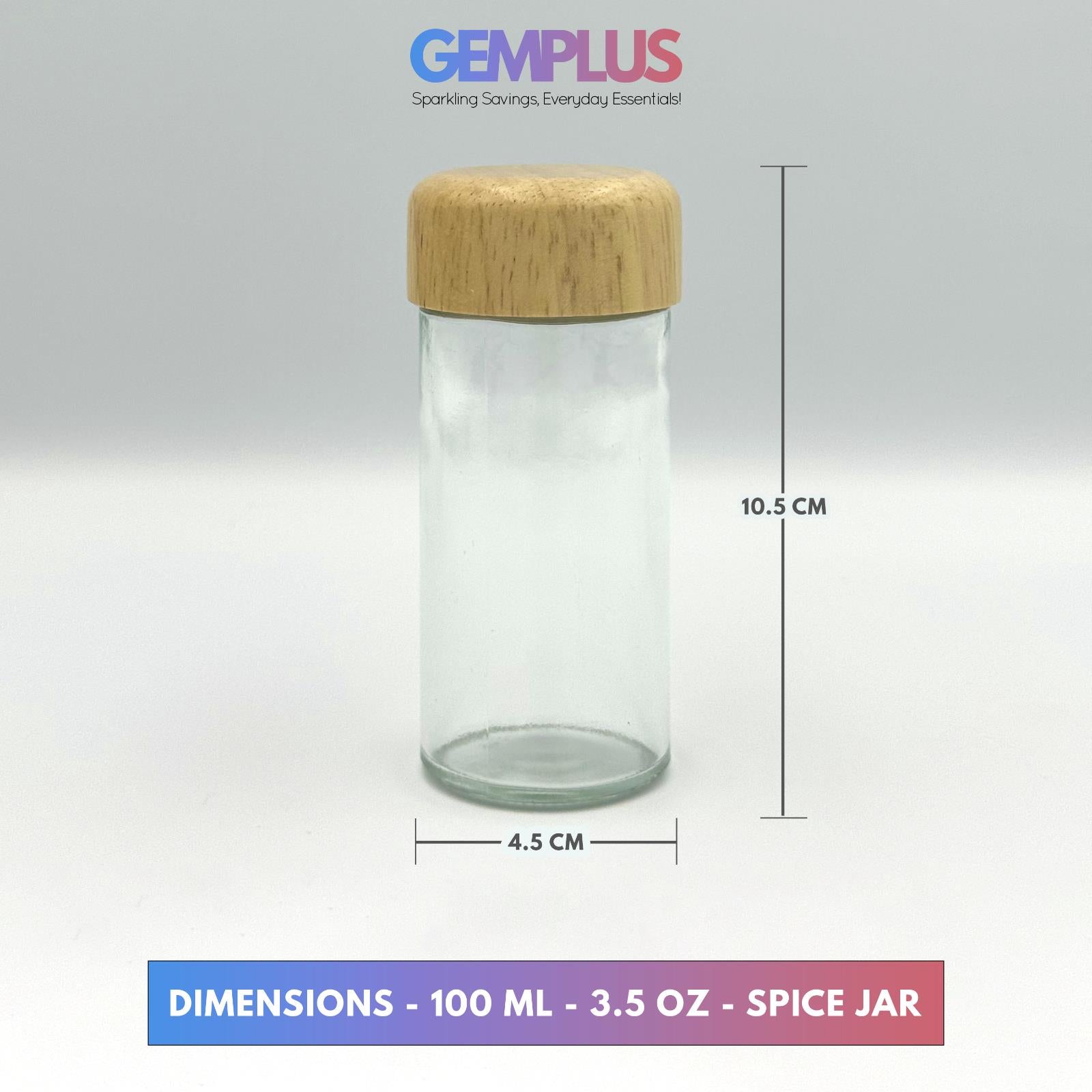 GEM+ | 16pcs Premium Wooden Spice Jar Set with Rotating Carousel Stand - Elegant