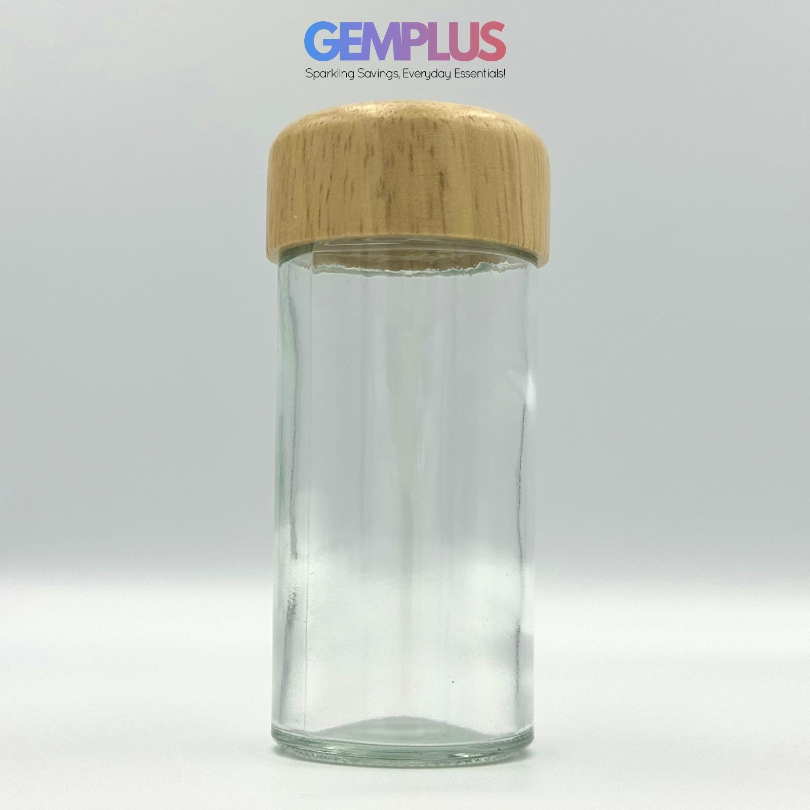 GEM+ | 16pcs Premium Wooden Spice Jar Set with Rotating Carousel Stand - Elegant