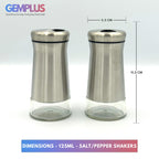 GEM+ | Premium Stainless Steel Oil Vinegar Salt Pepper Dispenser  - 4pcs + Stand
