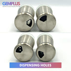 GEM+ | Premium Stainless Steel Oil Vinegar Salt Pepper Dispenser  - 4pcs + Stand