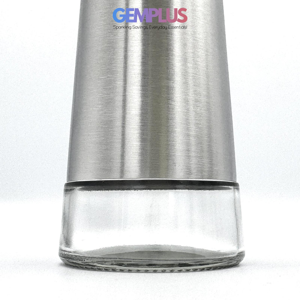 GEM+ | Premium Stainless Steel Oil Vinegar Salt Pepper Dispenser  - 4pcs + Stand