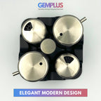 GEM+ | Premium Stainless Steel Oil Vinegar Salt Pepper Dispenser  - 4pcs + Stand