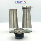 GEM+ | Premium Stainless Steel Oil Vinegar Salt Pepper Dispenser  - 4pcs + Stand