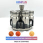 GEM+ | Premium Stainless Steel 6pcs Spice Jar Rotating Carousel Stand Elegant