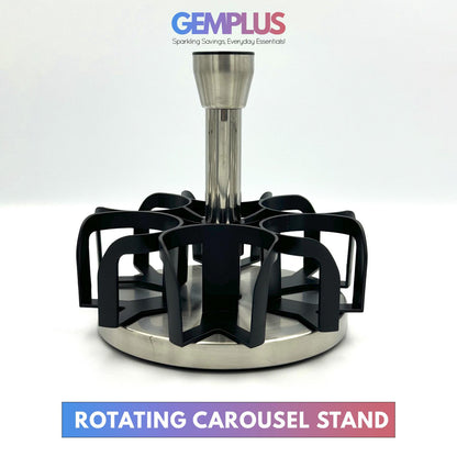GEM+ | Premium Stainless Steel 6pcs Spice Jar Rotating Carousel Stand Elegant